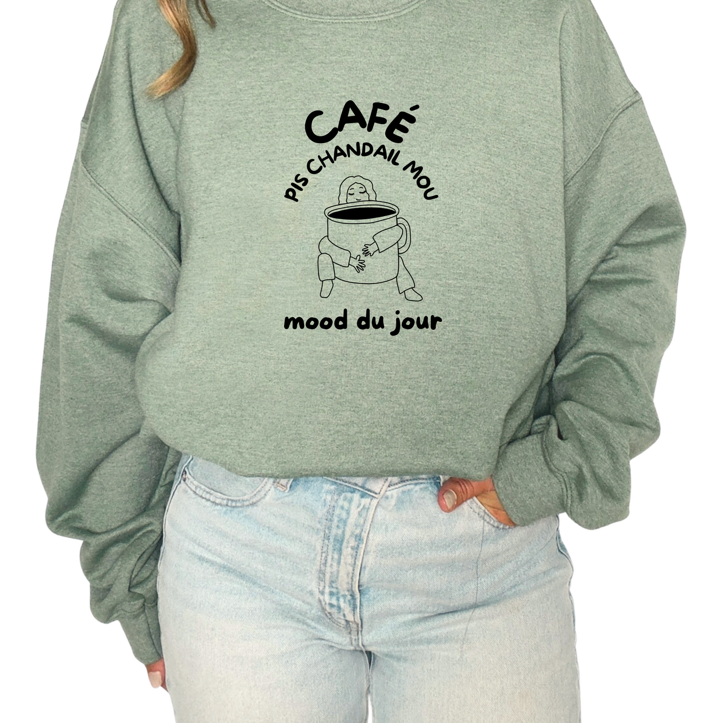 Café pis chandail mou - Gris, or et sauge