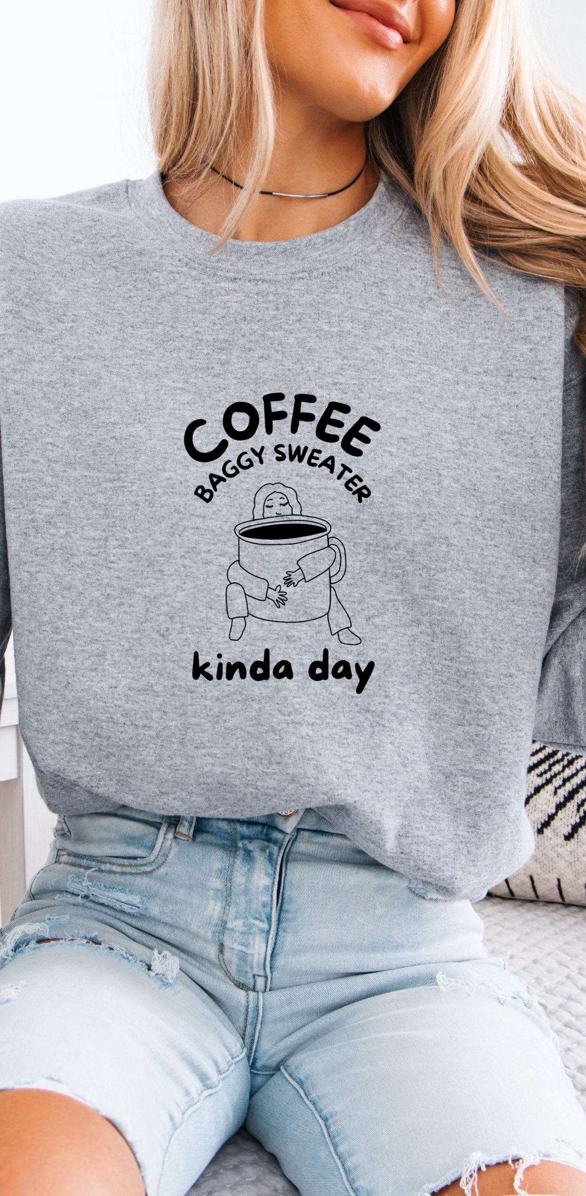 Coffee baggy sweater kinda day - Gris, or et sauge