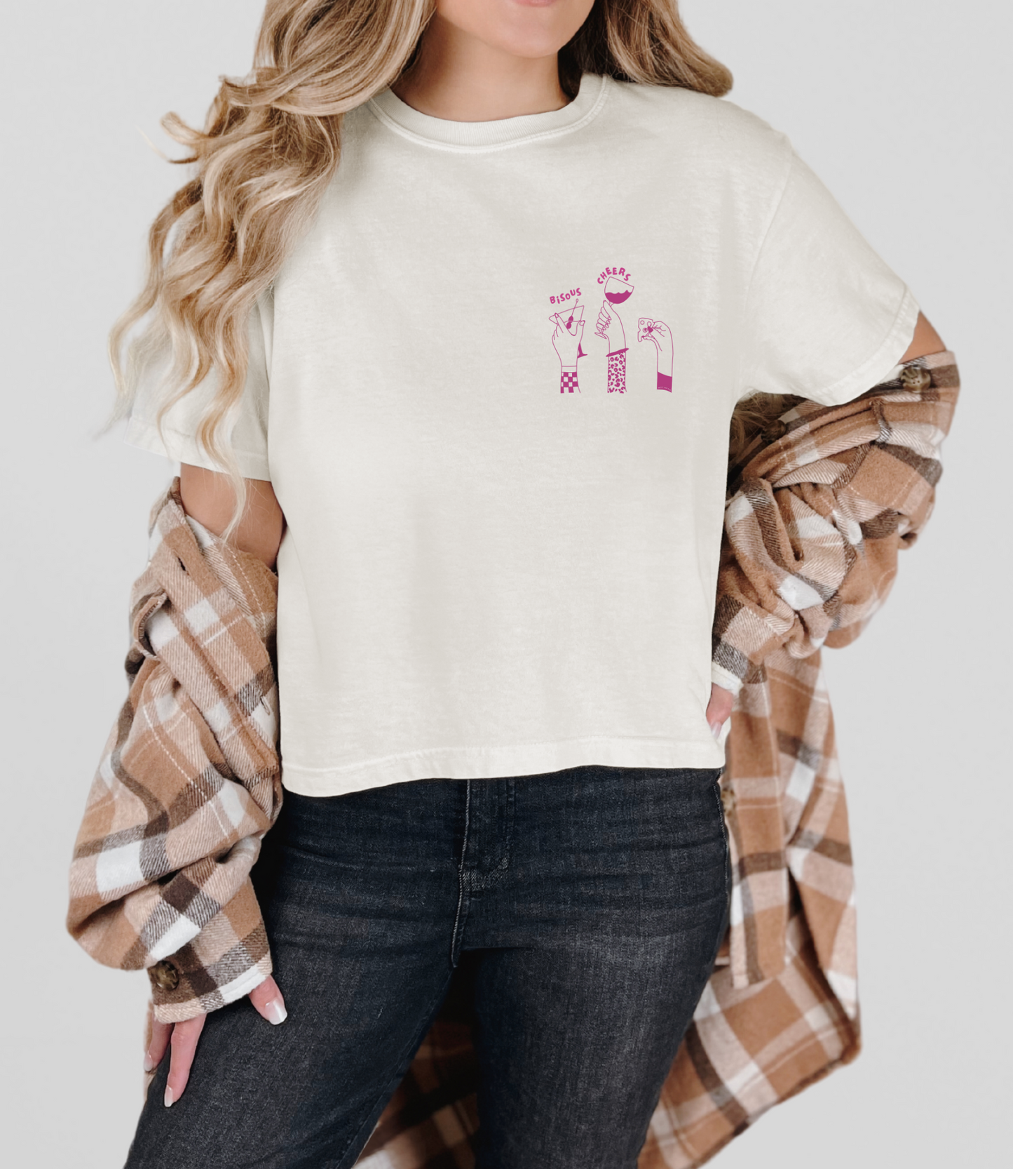 Bisous Cheers - Blanc cassé (crop top)