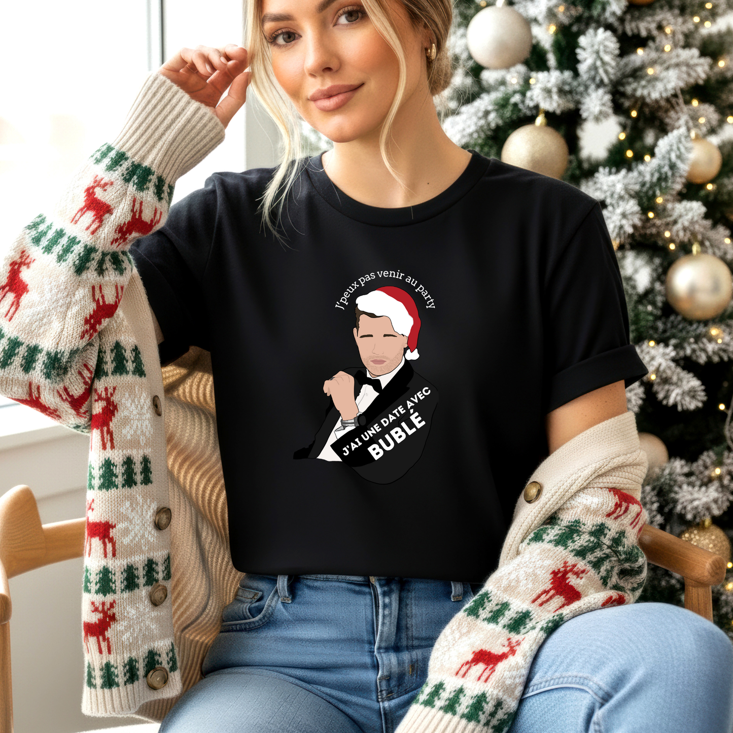 J'peux pas venir au party - Noir (crop top)