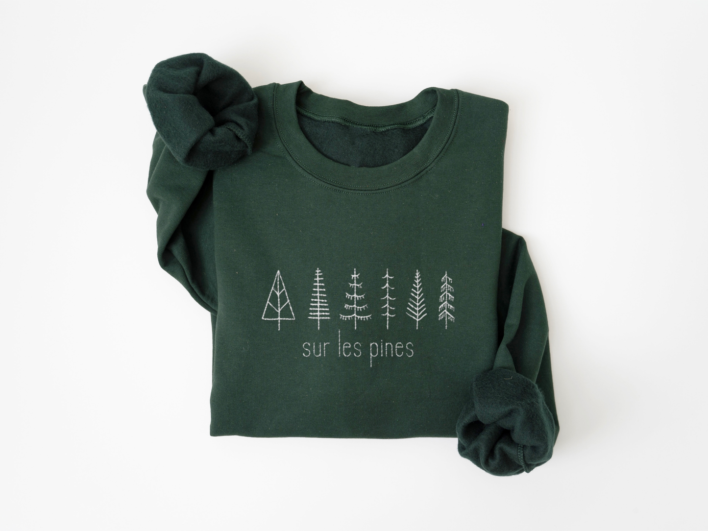 Sur les pines - Vert forêt - BRODÉ