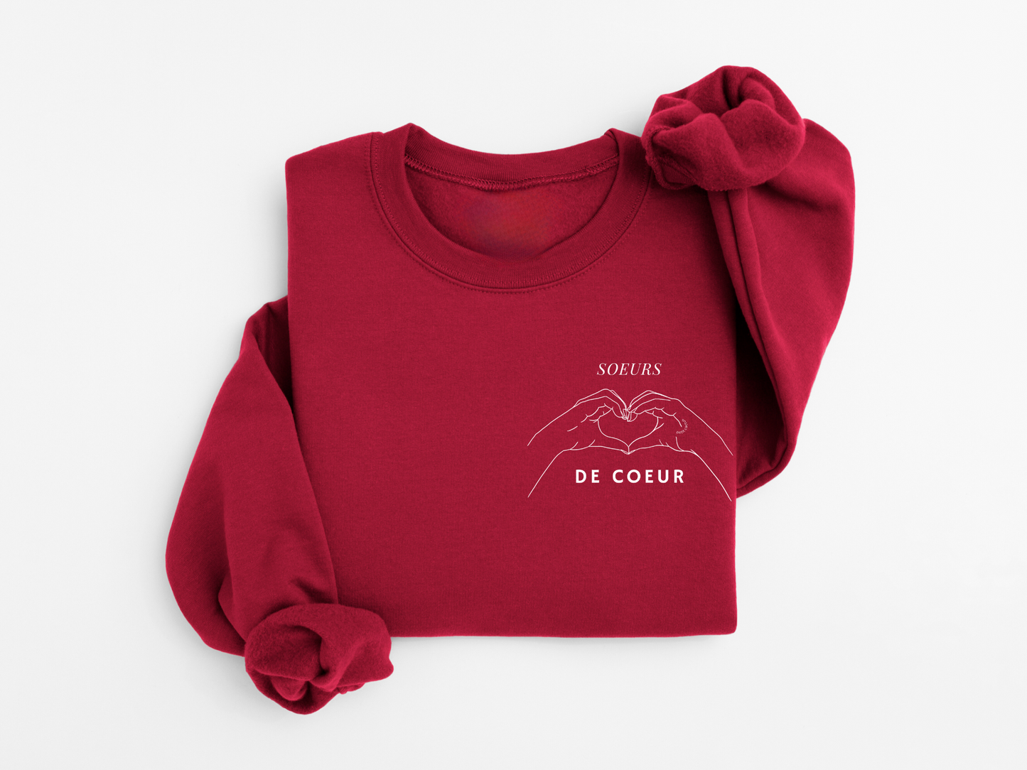 Soeurs de coeur - Vieux rose & rouge - BRODÉ