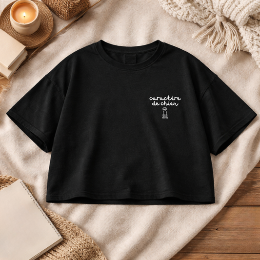 Caractère de chien - Noir (crop top)