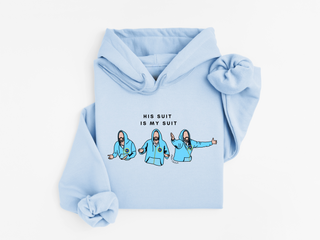 His suit is my suit - Hoodie Grey & Sky Blue (ENGLISH)