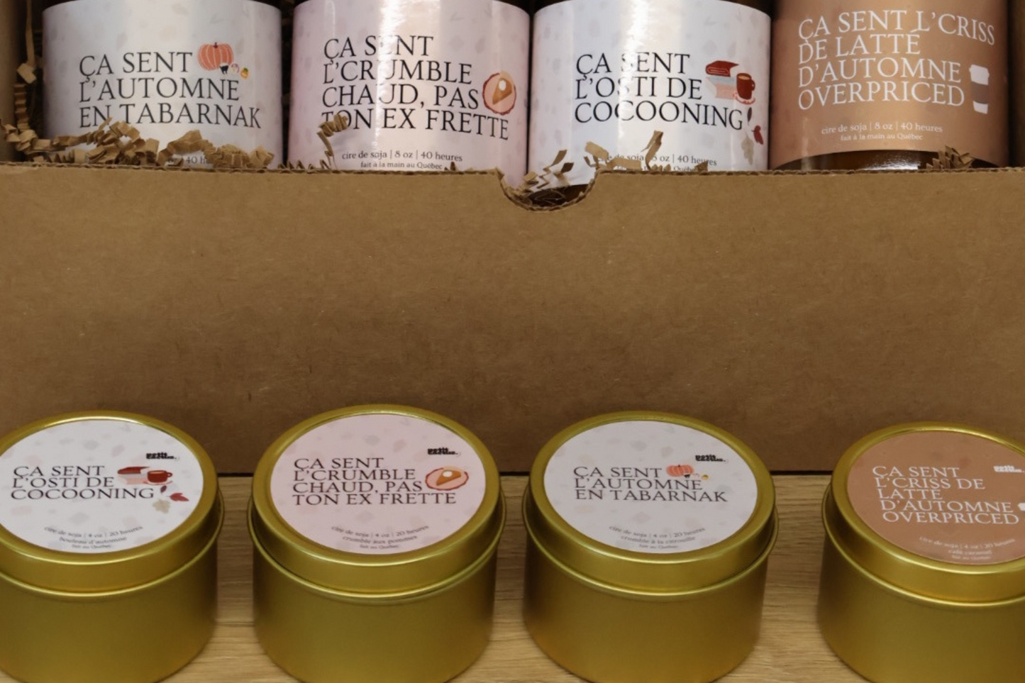 Coffret Ça sent l'automne en tabarnak - 4 bougies d'automne