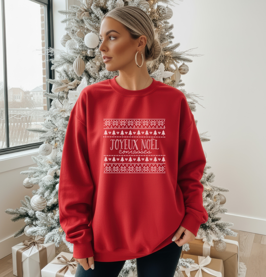 Joyeux Noël Connasses - Chandail laid de Noël - Rouge et or