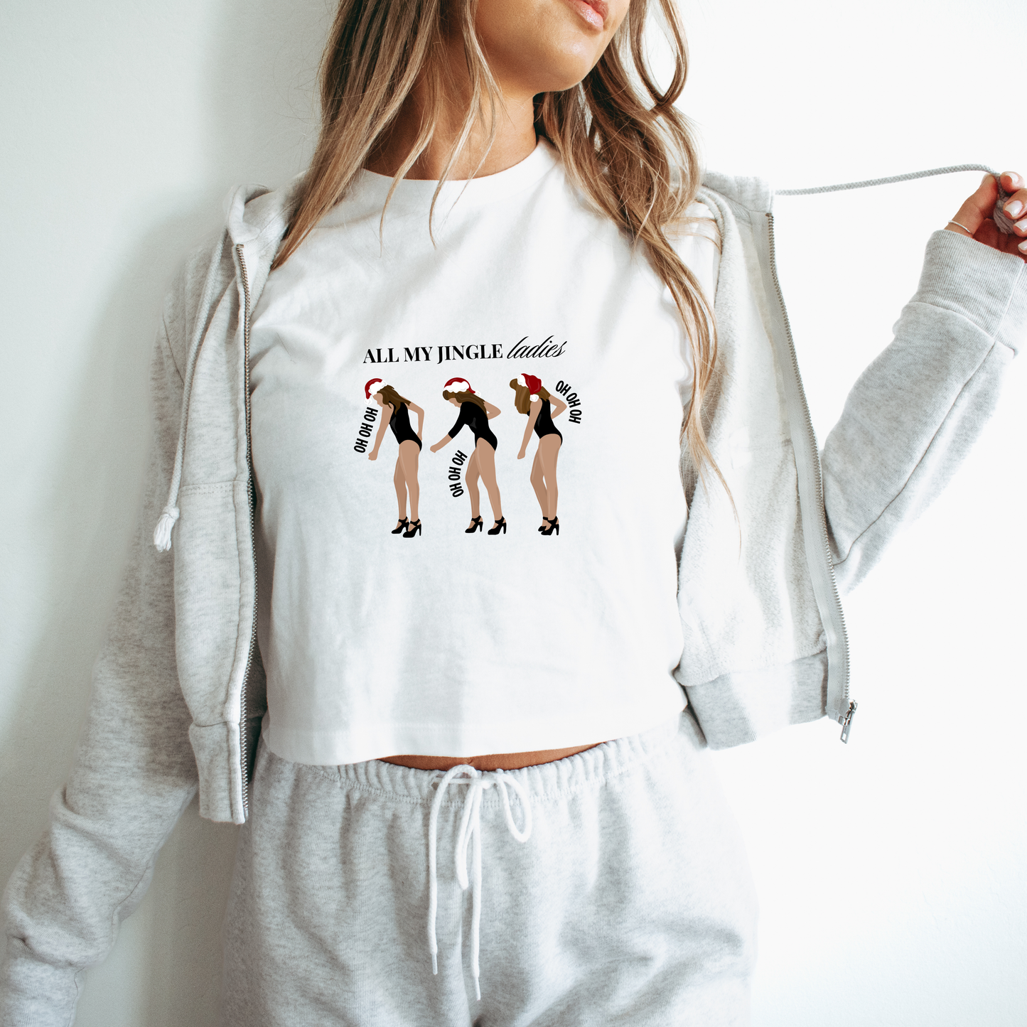 All my Jingle Ladies - Vert forêt et blanc cassé (crop top)