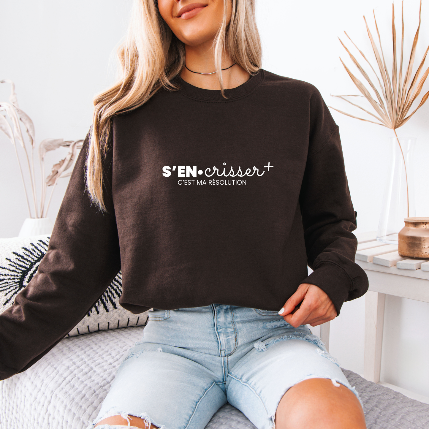 S'en crisser +, c'est ma résolution - Noir, brun café et vieux rose