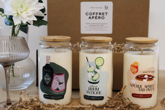 Coffret APÉRO - 3 bougies & verres à cocktails 🍸